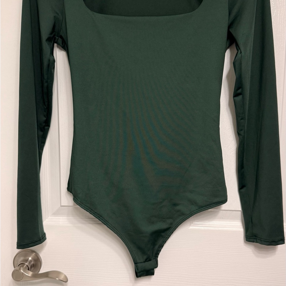 Elegant Forest Green Long Sleeve Bodysuit